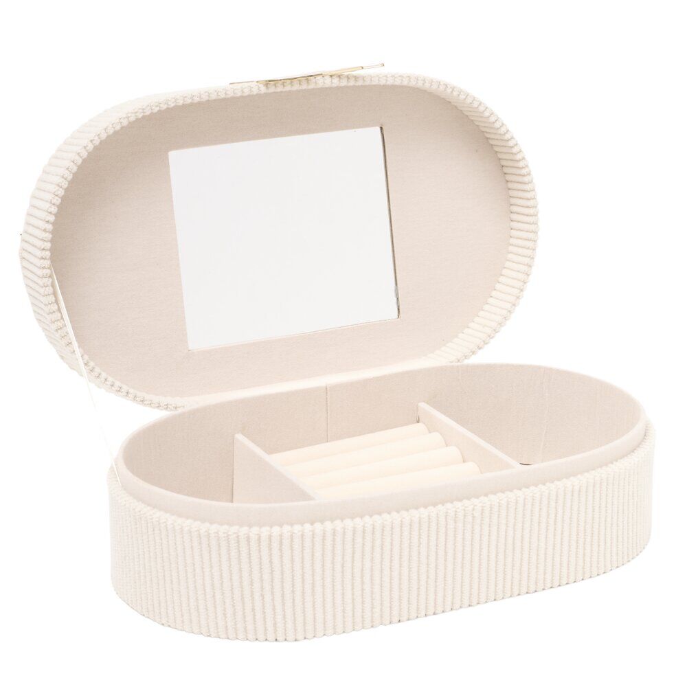 BoÎte à bijoux ovale velours fermoir métal doré hirondelle 22x13xH6,5cm (2 modèles)