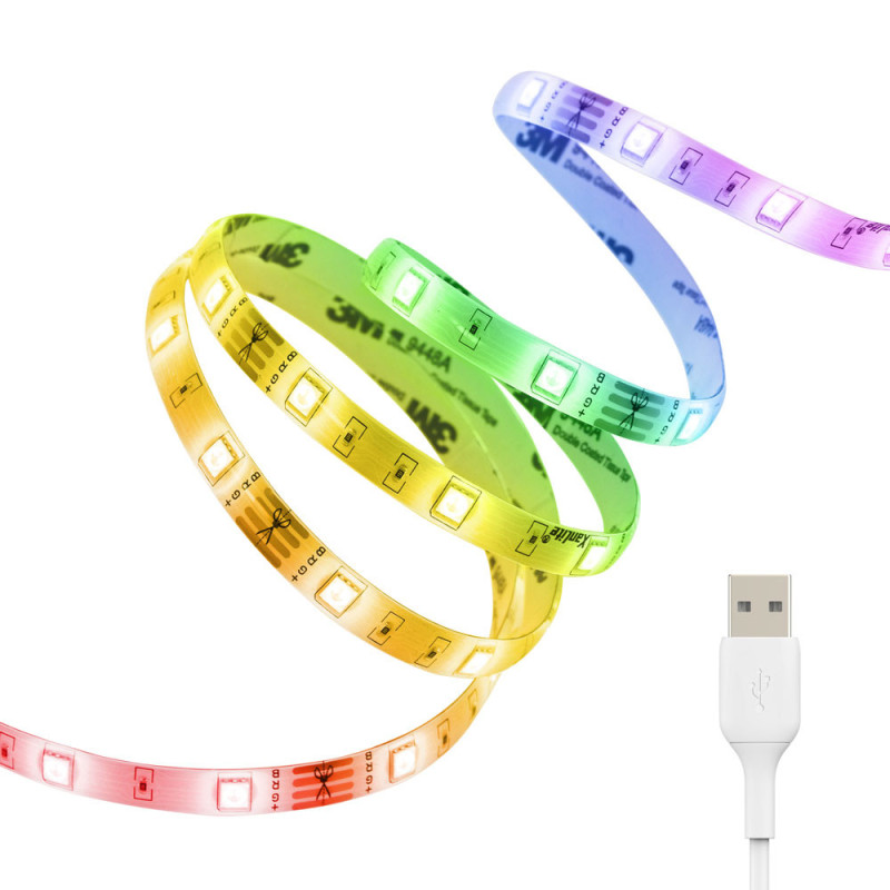 Ruban LED RGB USB avec synchronisation musicale IP20 2 m 4 W XANLITE