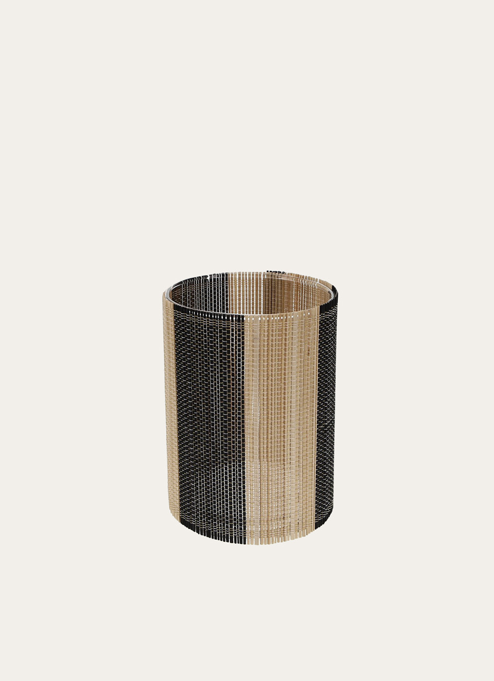 BOUGEOIR EN VERRE ET BAMBOU PETIT MODÈLE BOIS / NOIR