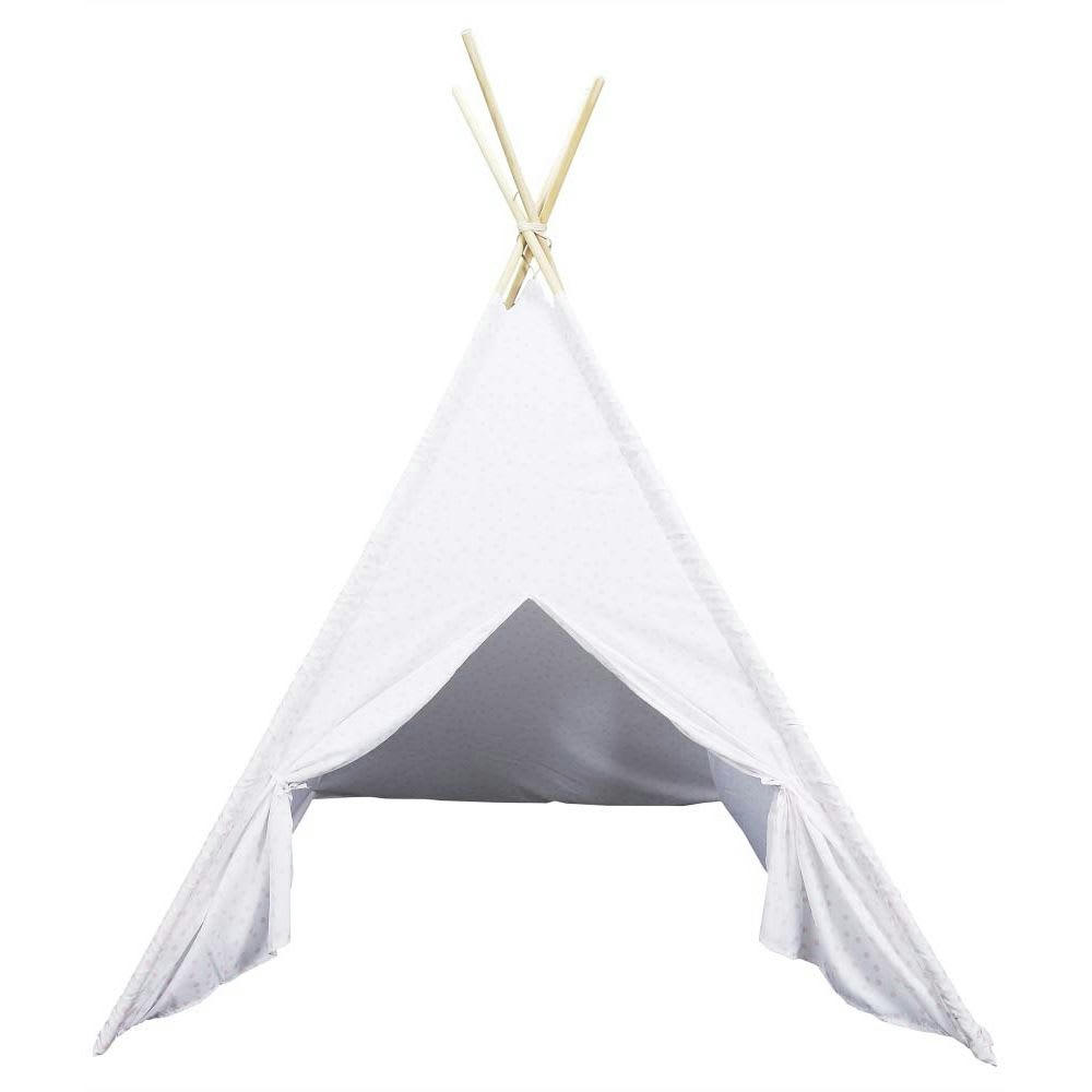 - Tipi enfant en tissu 160 cm little house blanc et rose