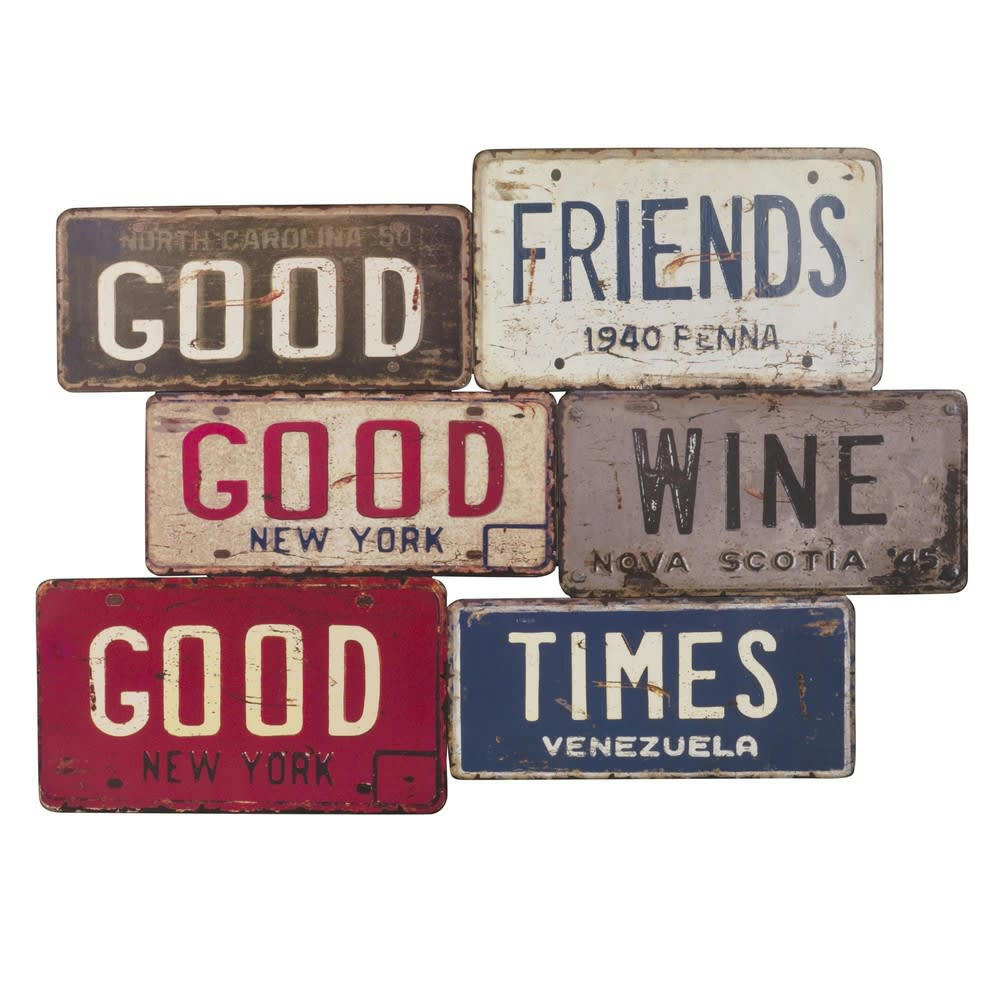 GOOD FRIENDS - Plaque en métal effet vieilli 69x49