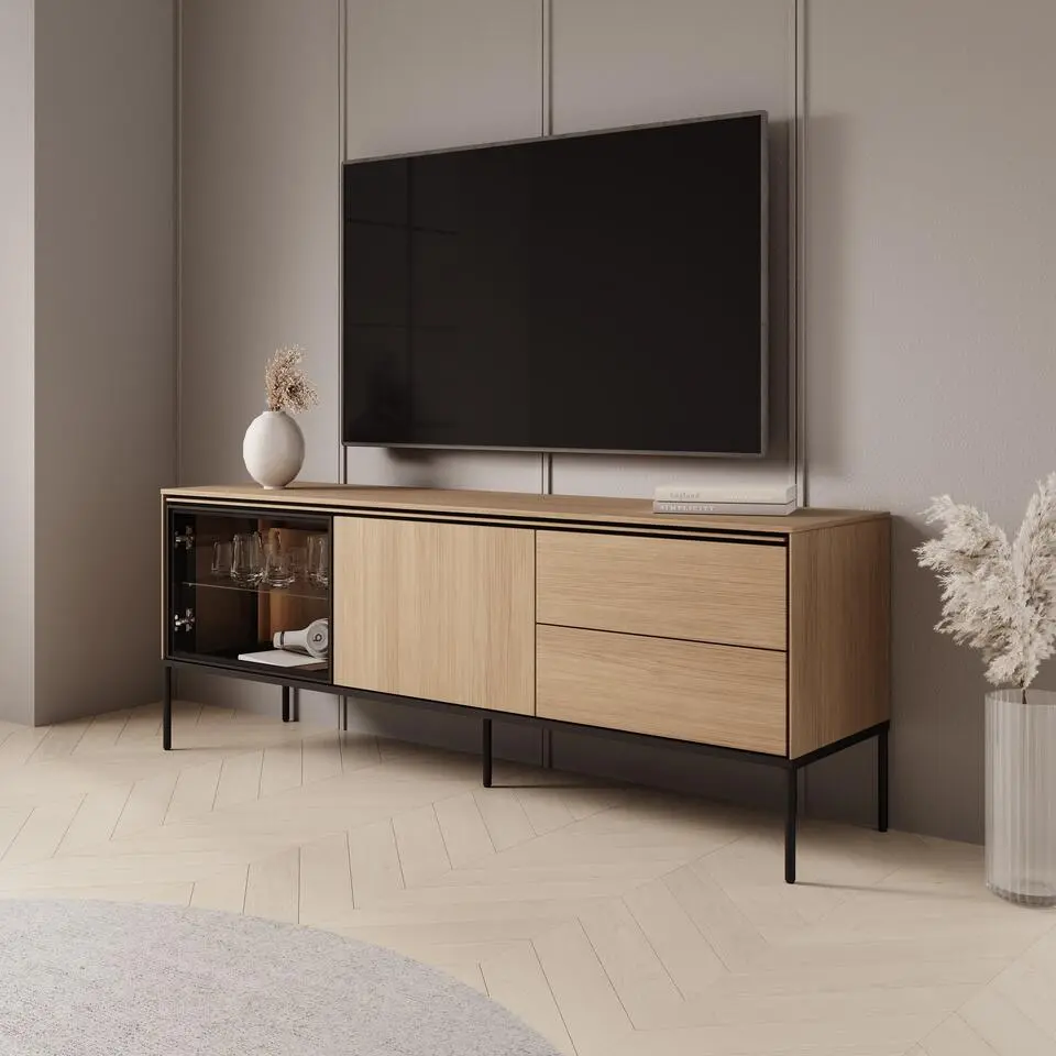 Meubella - Vicious - TV-Meubel met LED - Eiken - 167x41x62 cm