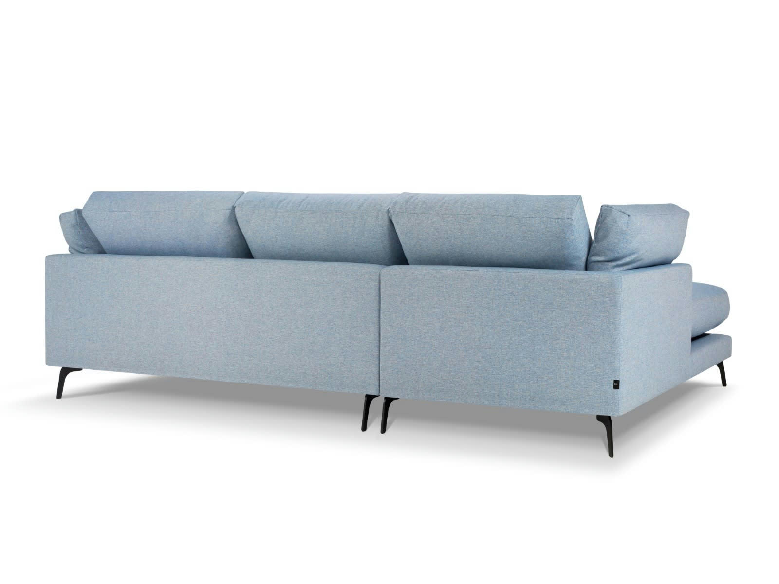 CAMILLE - Canapé D'Angle Gauche 5 places en Tissu Structurel Bleu Clair