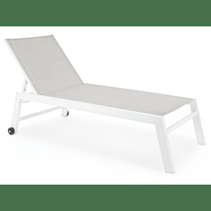 HILDE - Chaise longue haute aluminium et textilène blanc