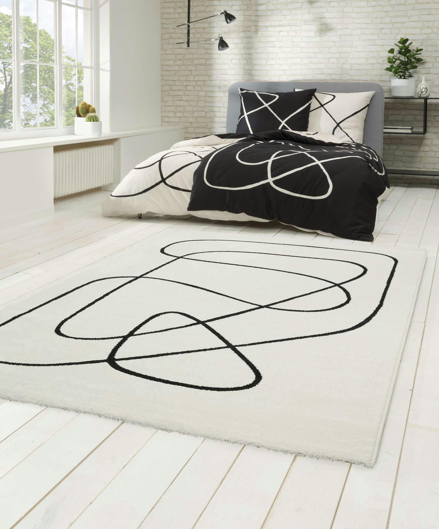 ARTIST - Tapis graphique design abstrait fond blanc 133x200