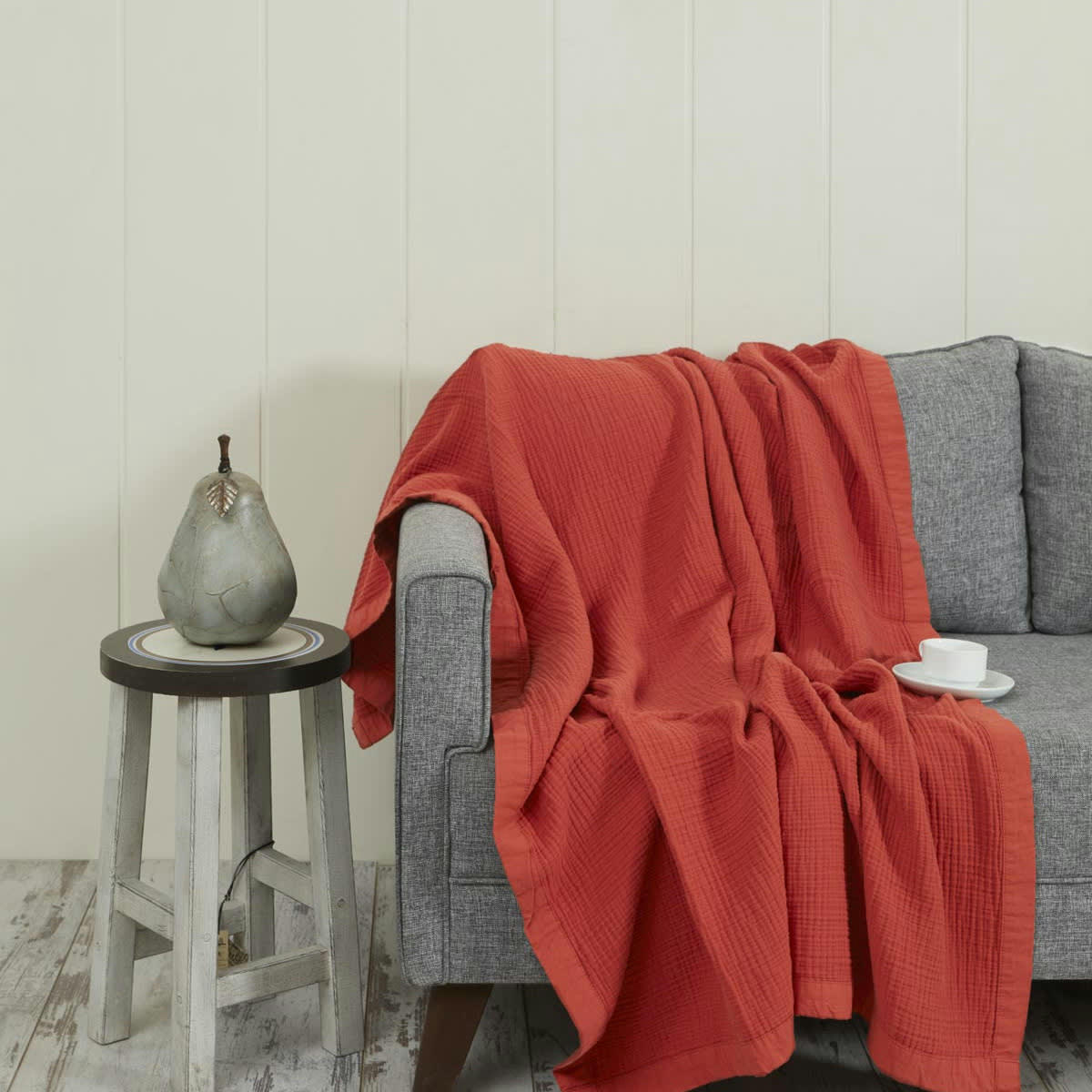 LOFT - Plaid en gaze de coton  terracota 130x170 cm