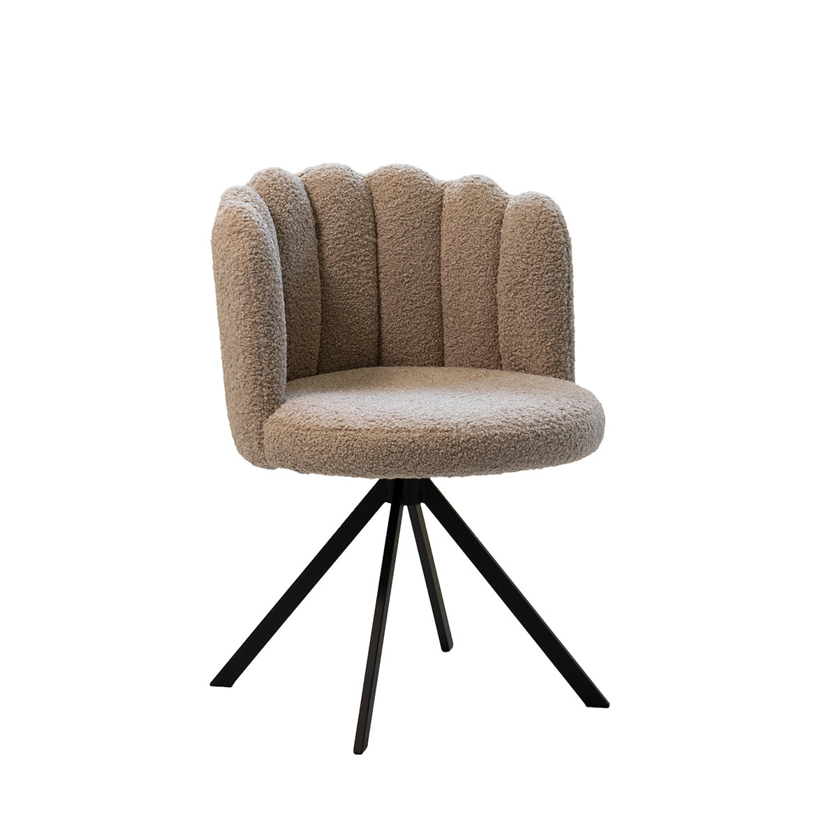 Giga Meubel Eetkamerstoel Julien - Metaal/Teddy - Taupe - Set van 2