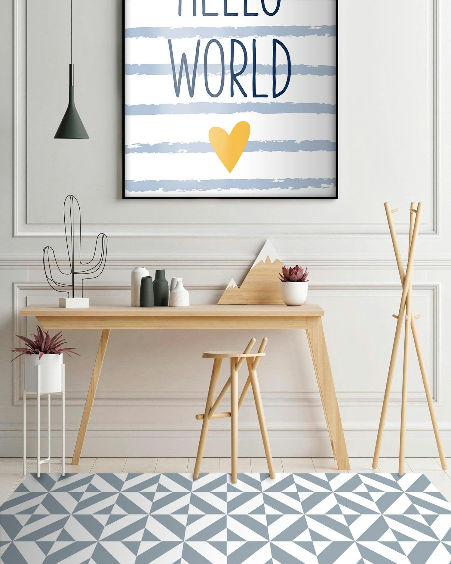 - Tapis vinyle forme géométrique bleue 160x230cm