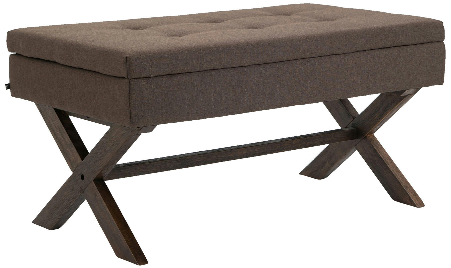 NAMARO - Banquette avec pieds en bois assise en tissu Marron