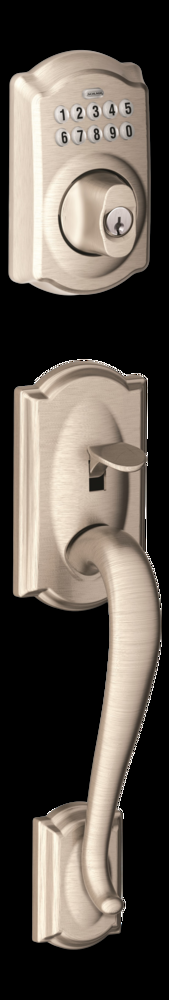 Schlage Camelot Electronic Grip Handleset Keypad Deadbolt Door Lock Set with Accent Lever, Assorted Finishes