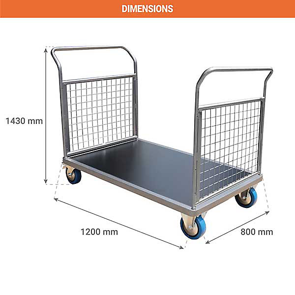 Chariot grillagé 2 côtés - Plateau 1200x800mm - Charge max 500kg - CHG2T3
