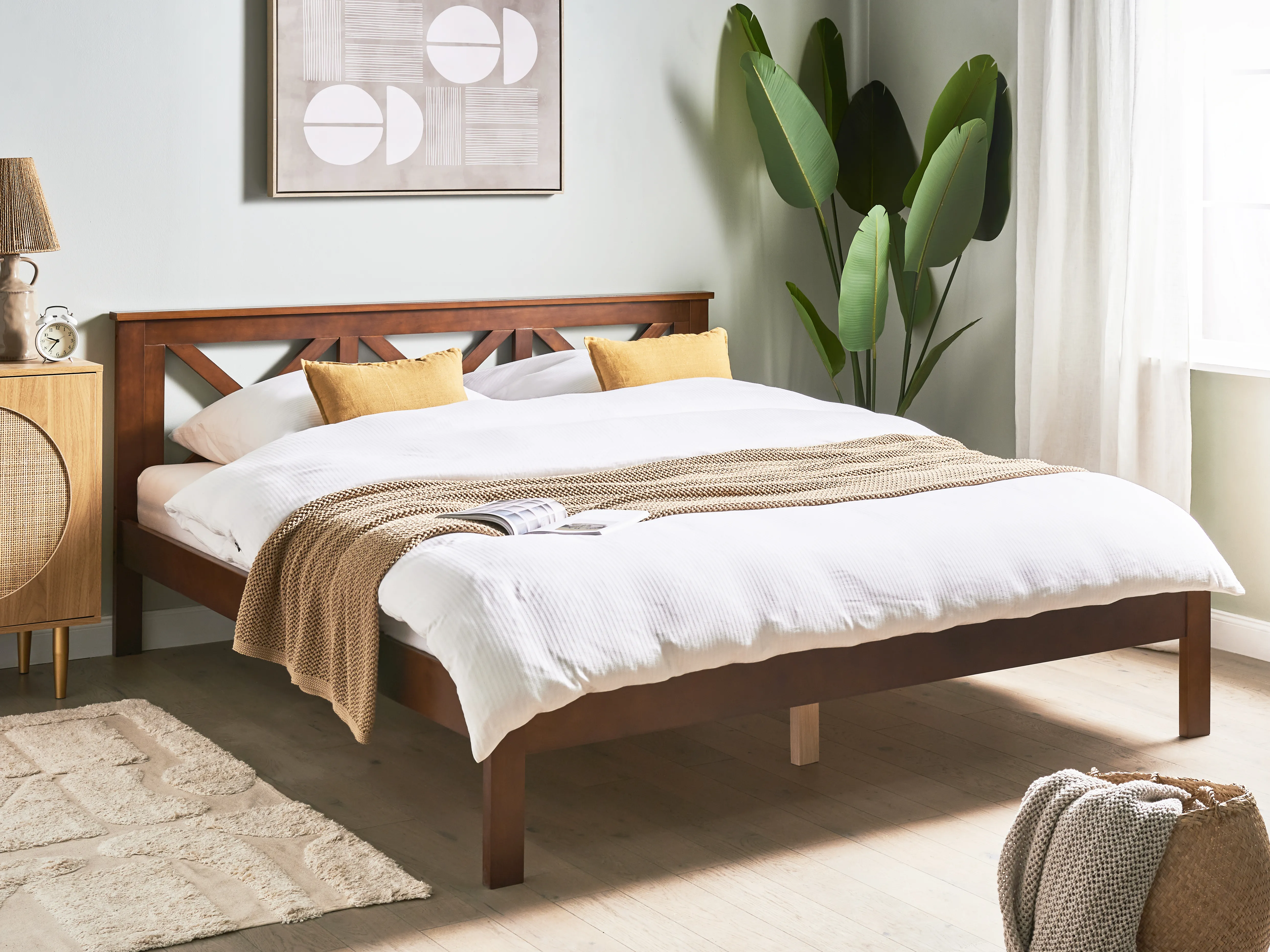 Bed Pine Wood TANNAY 180 x 200 cm (EU Super King) Dark Brown