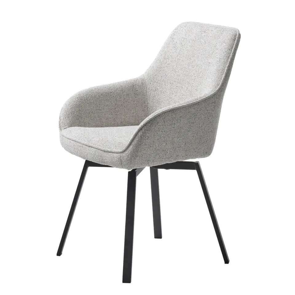 Eetkamerstoel Off White Stof - Draaibaar - 58x59x83cm - Alma - Set van 2