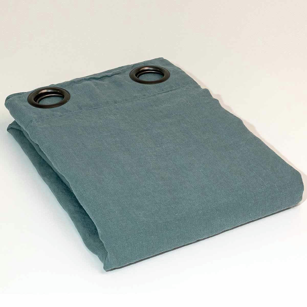 - Rideau en chanvre lavé Bleu