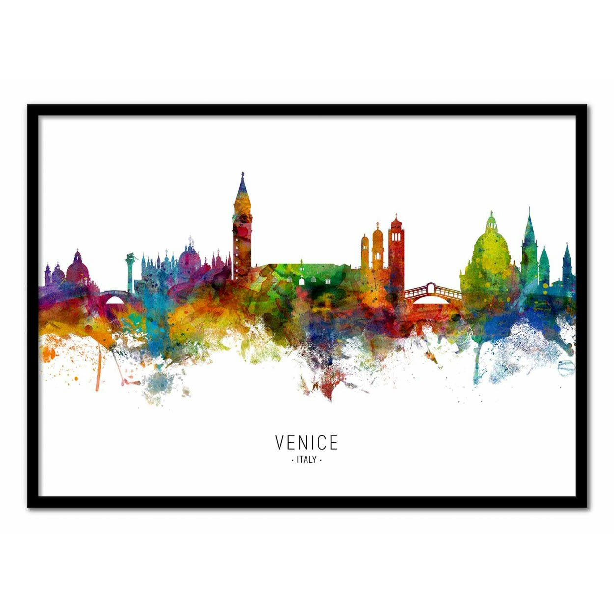 MICHAEL TOMPSETT - VENICE ITALY SKYLINE (COLORED VERSION) -  Affiche d'art 30 x 40 cm