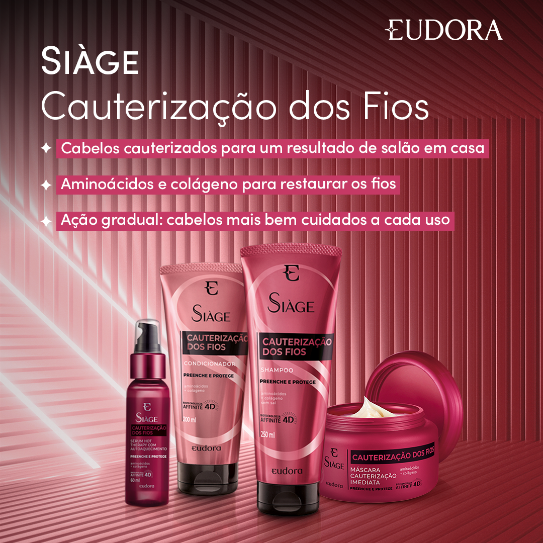 Combo Siàge Cauterização dos Fios: Shampoo 250ml   Máscara Capilar 250ml   Condicionador 200ml