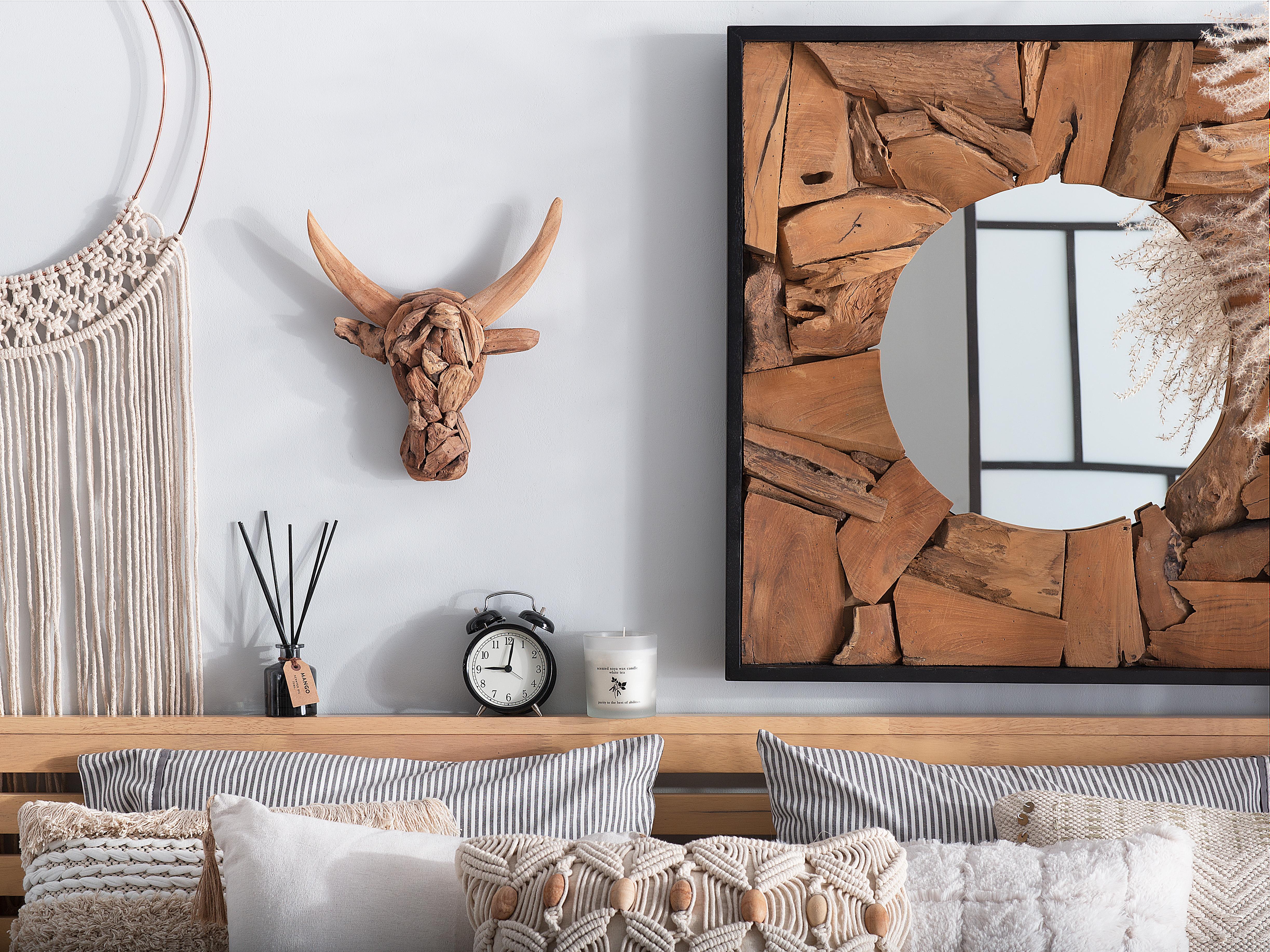 Wall Figurine Bull BULL HEAD Teak Wood 34 cm Brown
