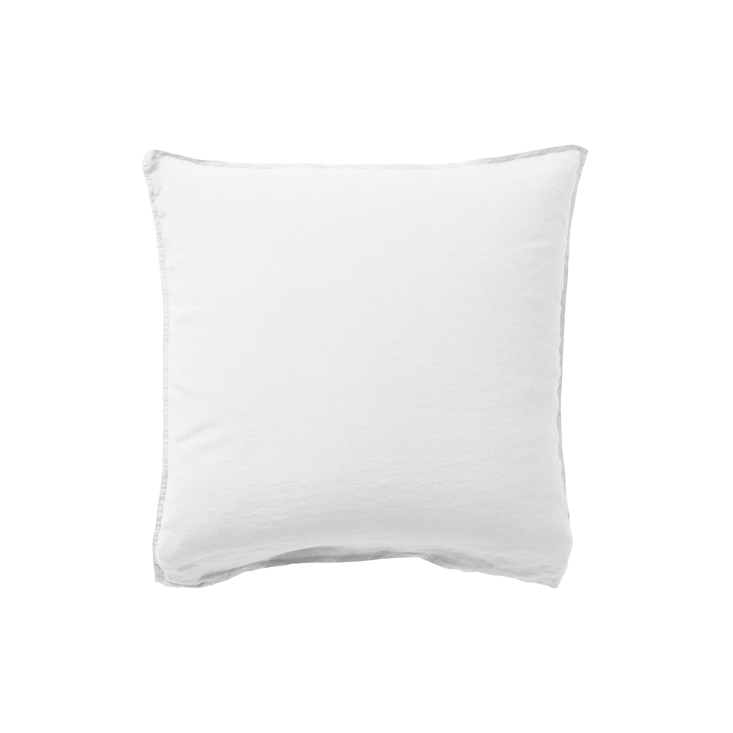 SONGE - Taie d'oreiller carrée lin et coton lavé uni blanc 64 x 64 cm