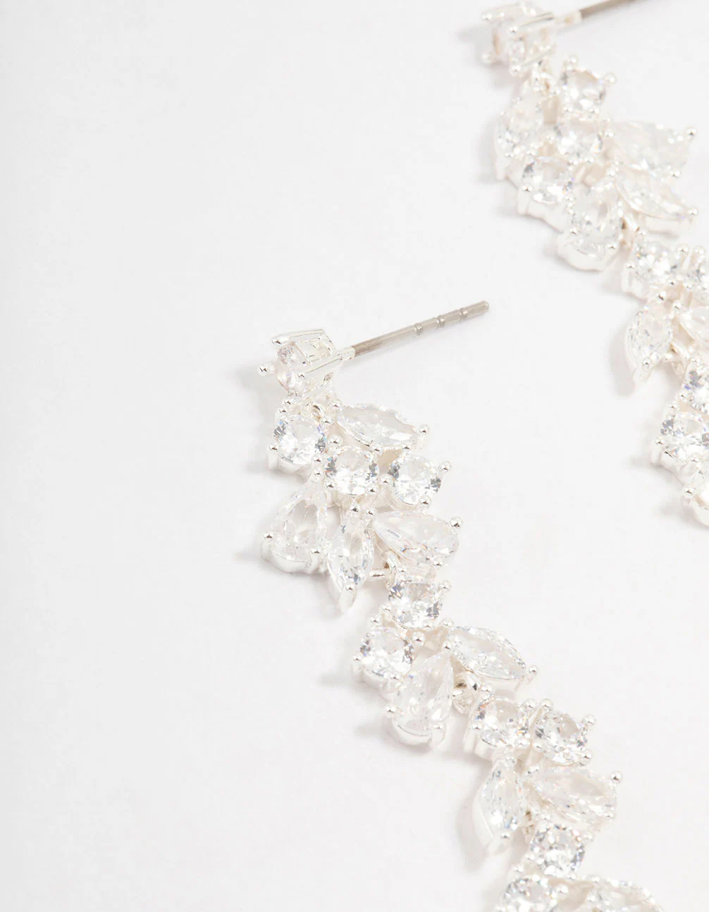 Cubic Zirconia Stone Silver Medium Drop Earrings