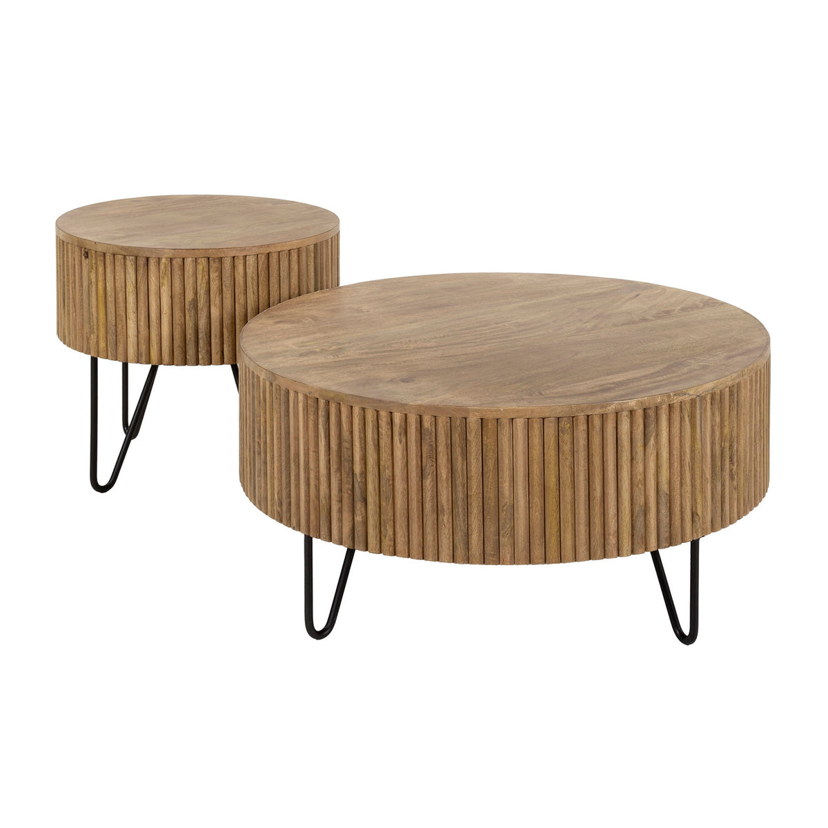 Giga Meubel Nachtkastje Flat XS - Acaciahout - Set van 2 - 30x25x30cm