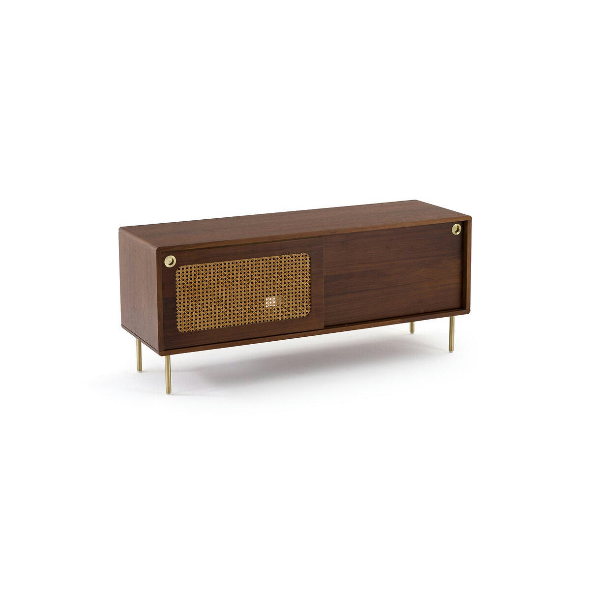 Meuble TV noyer et cannage, Redpop