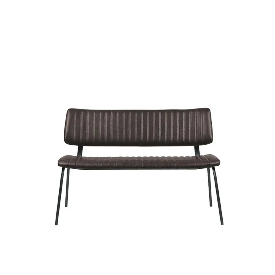 LABEL51 Eetkamerbank Gusto - Donkerbruin - PU-Leder - 120 cm