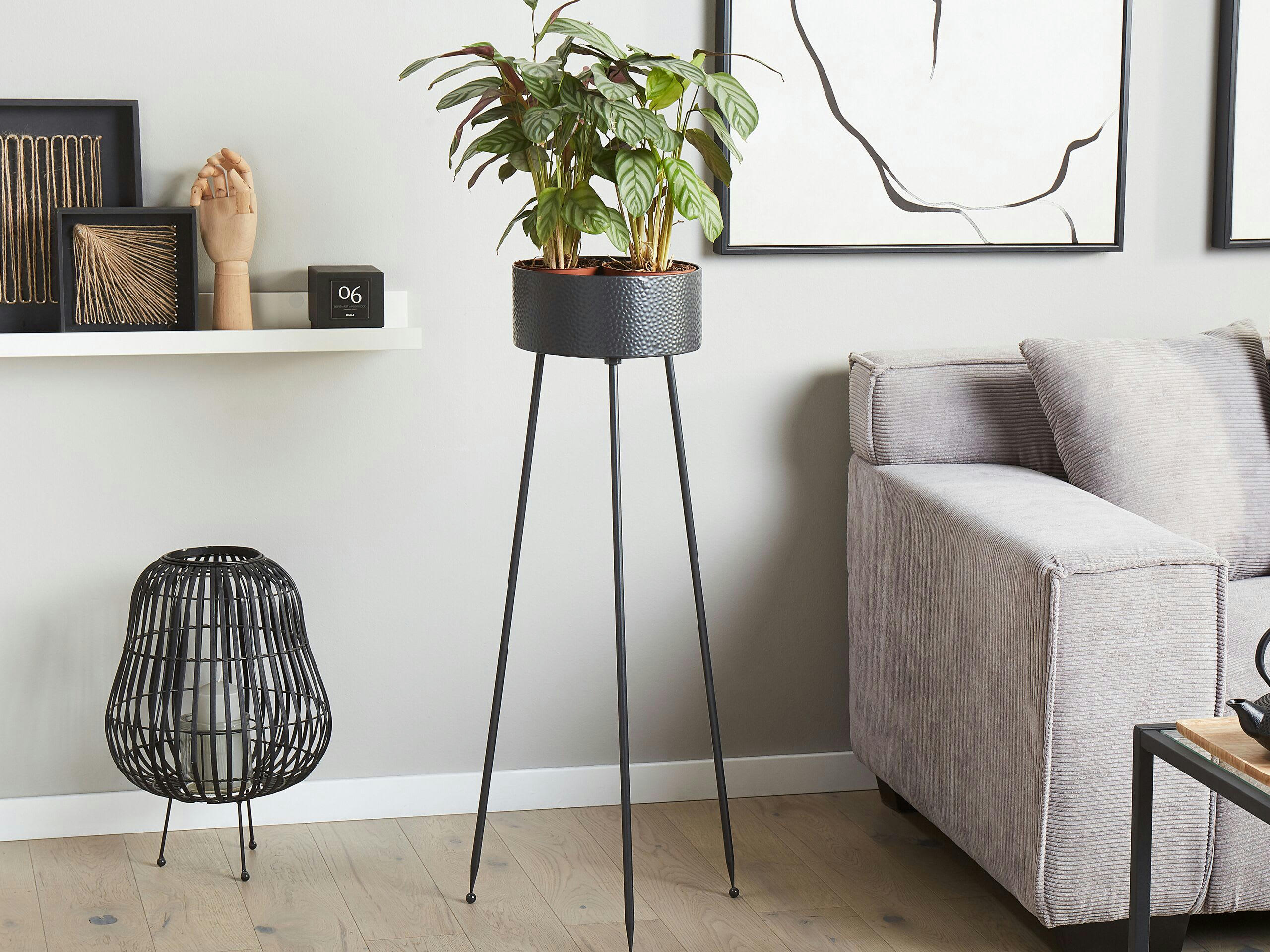 LEIKA - Cache-pot d'extérieur en métal noir H88