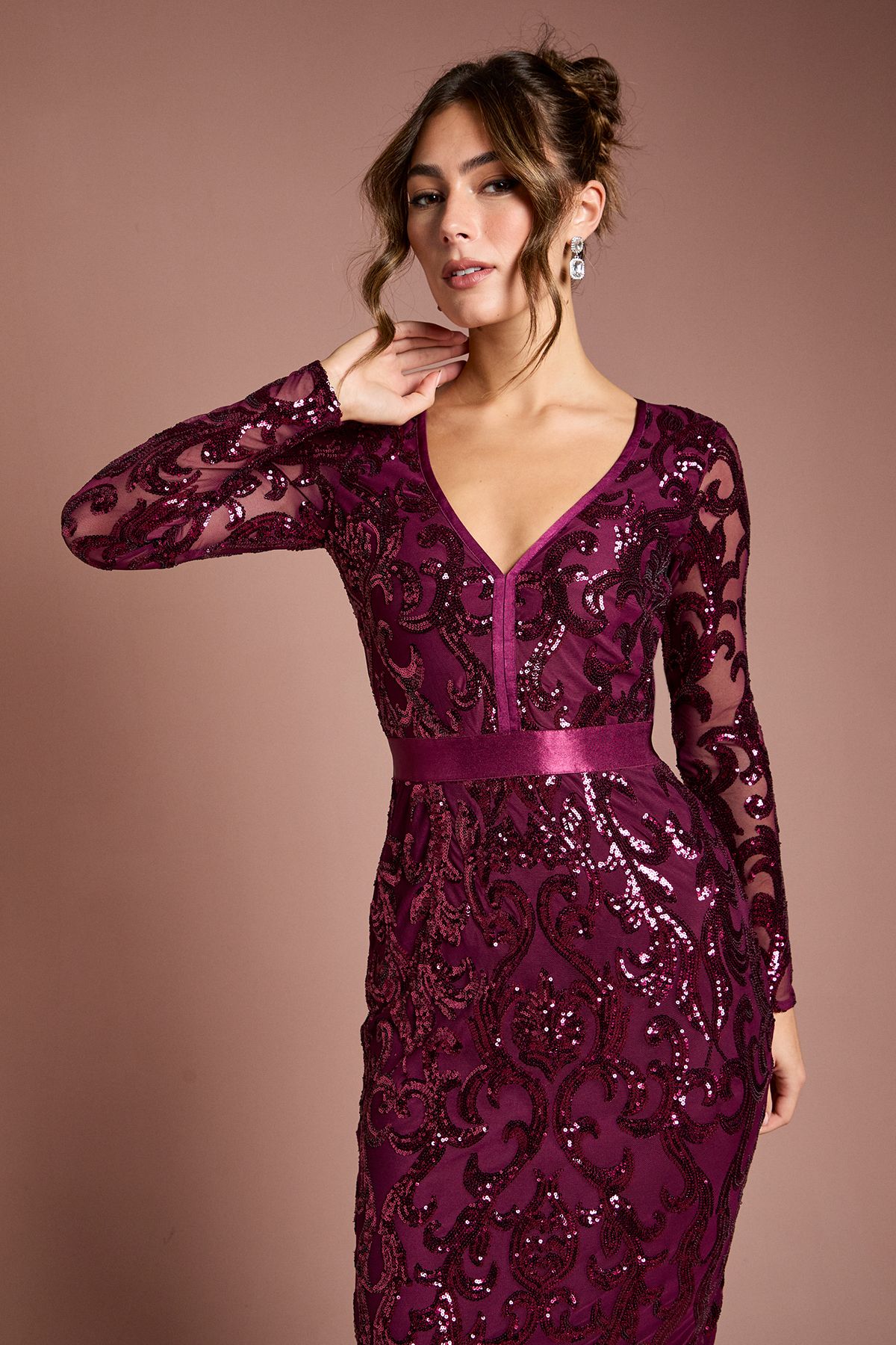 Coast Long Sleeve Bodycon Sequin Midi dress