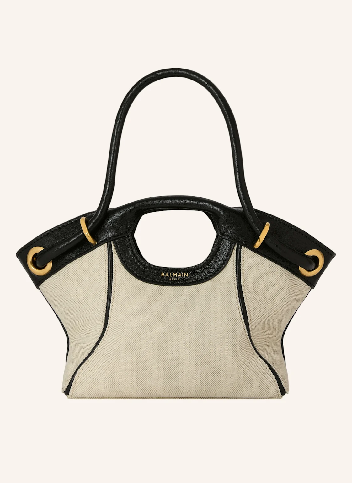 BALMAIN Kleiner Shopper aus Canvas und glattem Leder