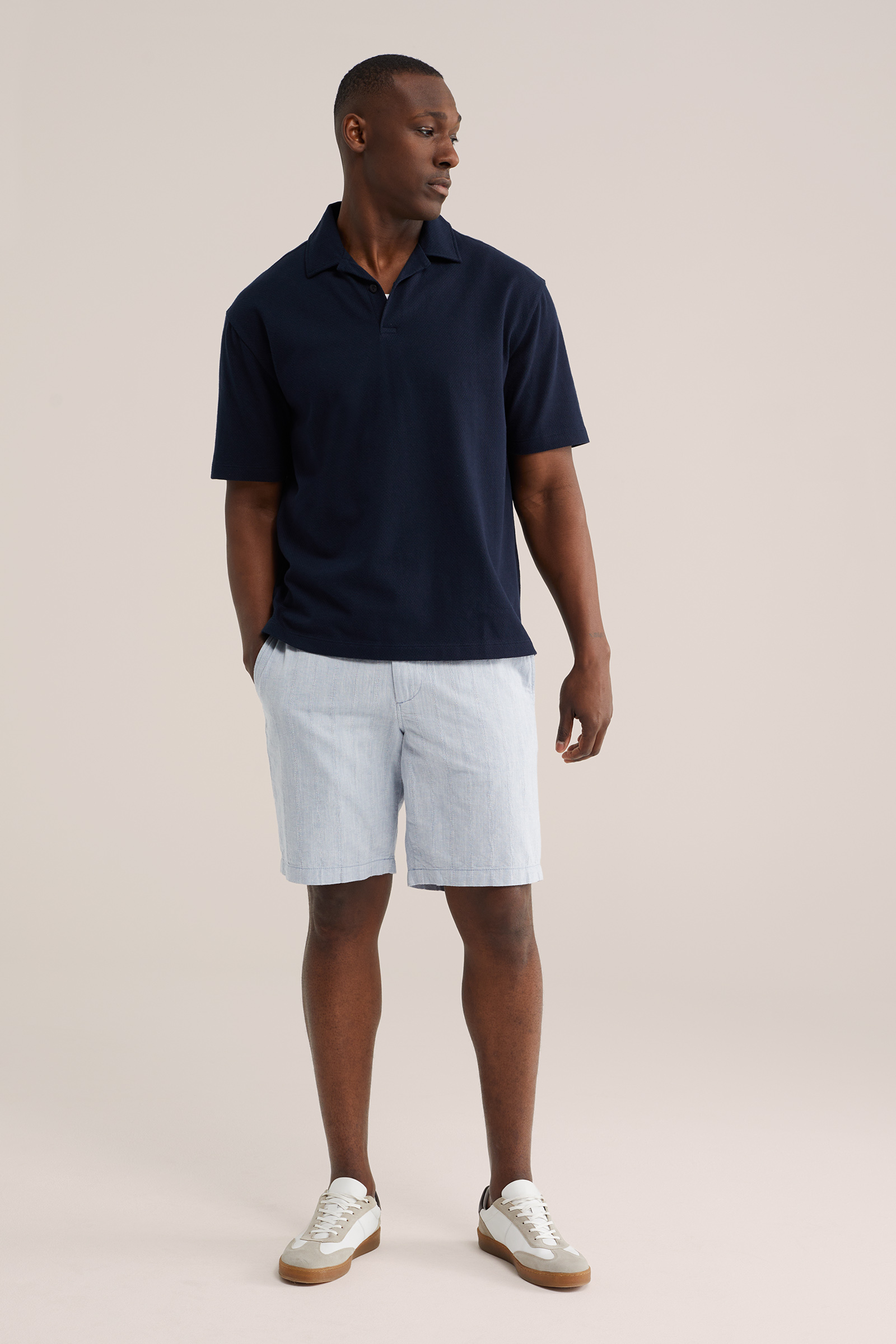 Heren relaxed fit chino short met structuur
