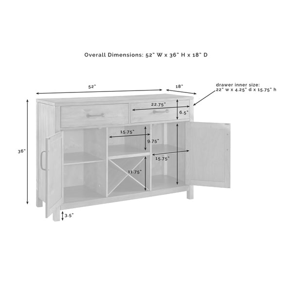 Roots Natural Finish Buffet - 52 "W x 18 "D x 36 "H