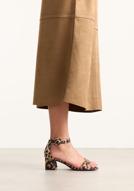Leopard sandalen met blokhak
