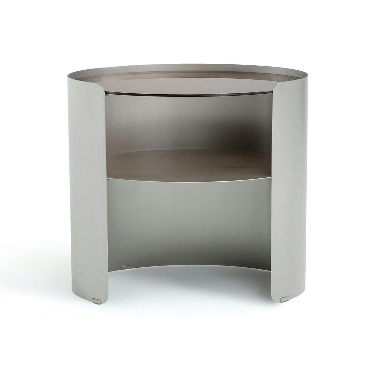 Chevet nickel satiné et verre fumé, Phyl