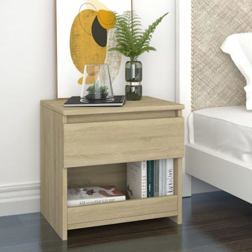 NNEVL Bedside Cabinet Sonoma Oak 40x30x39 cm Chipboard