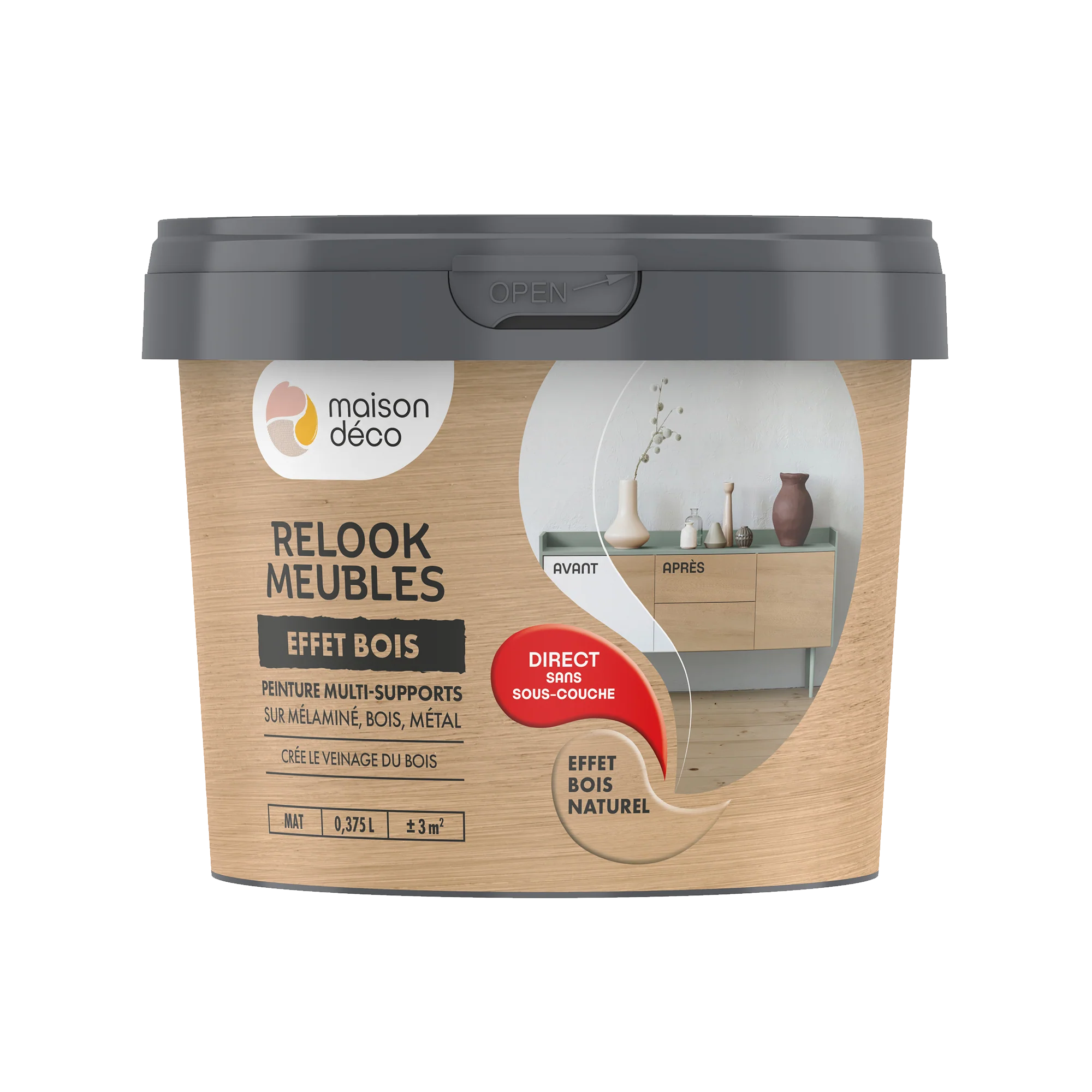 Relook meubles effet bois Peinture Peinture bois naturel 0,38 L
