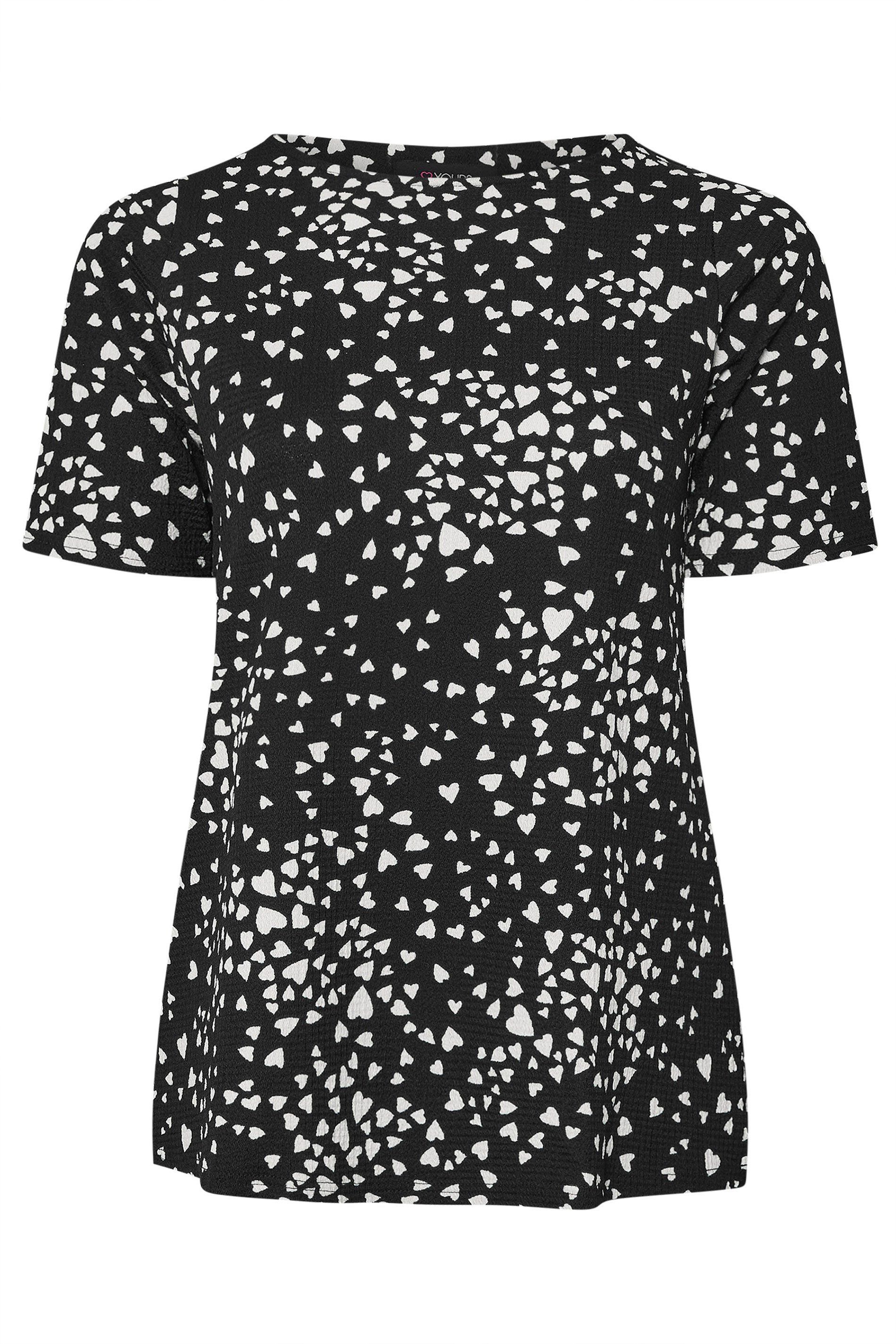Yours Heart Print Textured Top