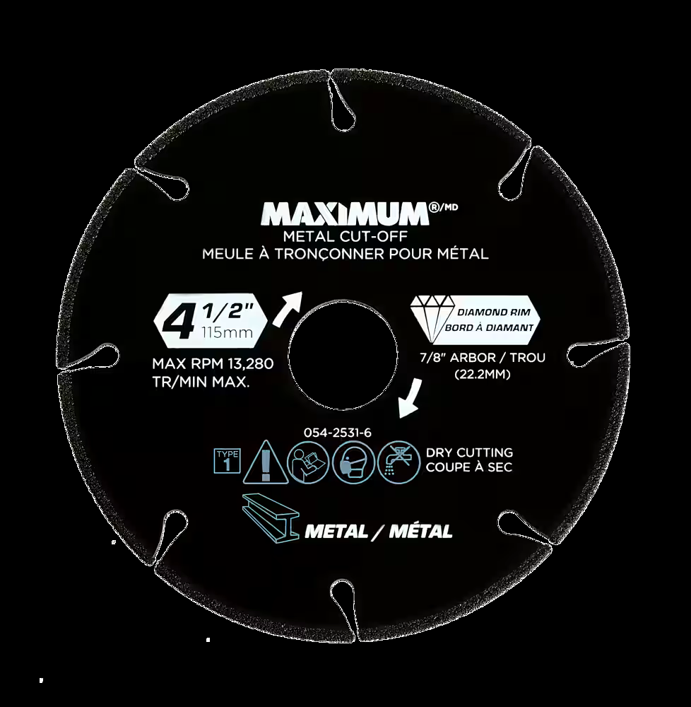 MAXIMUM 4-1/2-in 8T Diamond Cut off Wheel for Metal