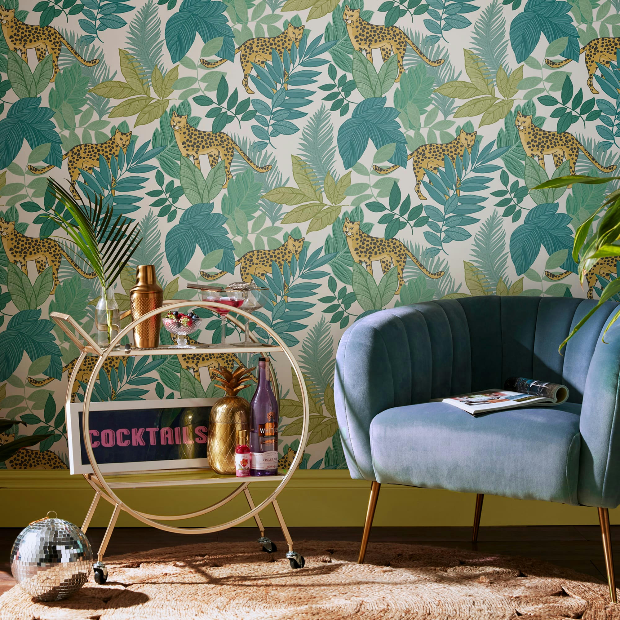 - papier peint cheetin day fond blanc 1005x52cm