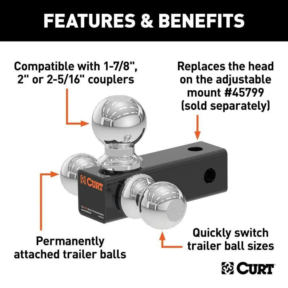 CURT Replacement Adjustable Tri-Ball Head