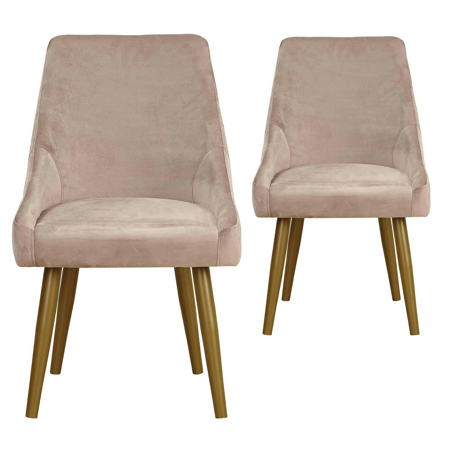 FAUTEUILS - Lot de 2 fauteuils de table velours taupe