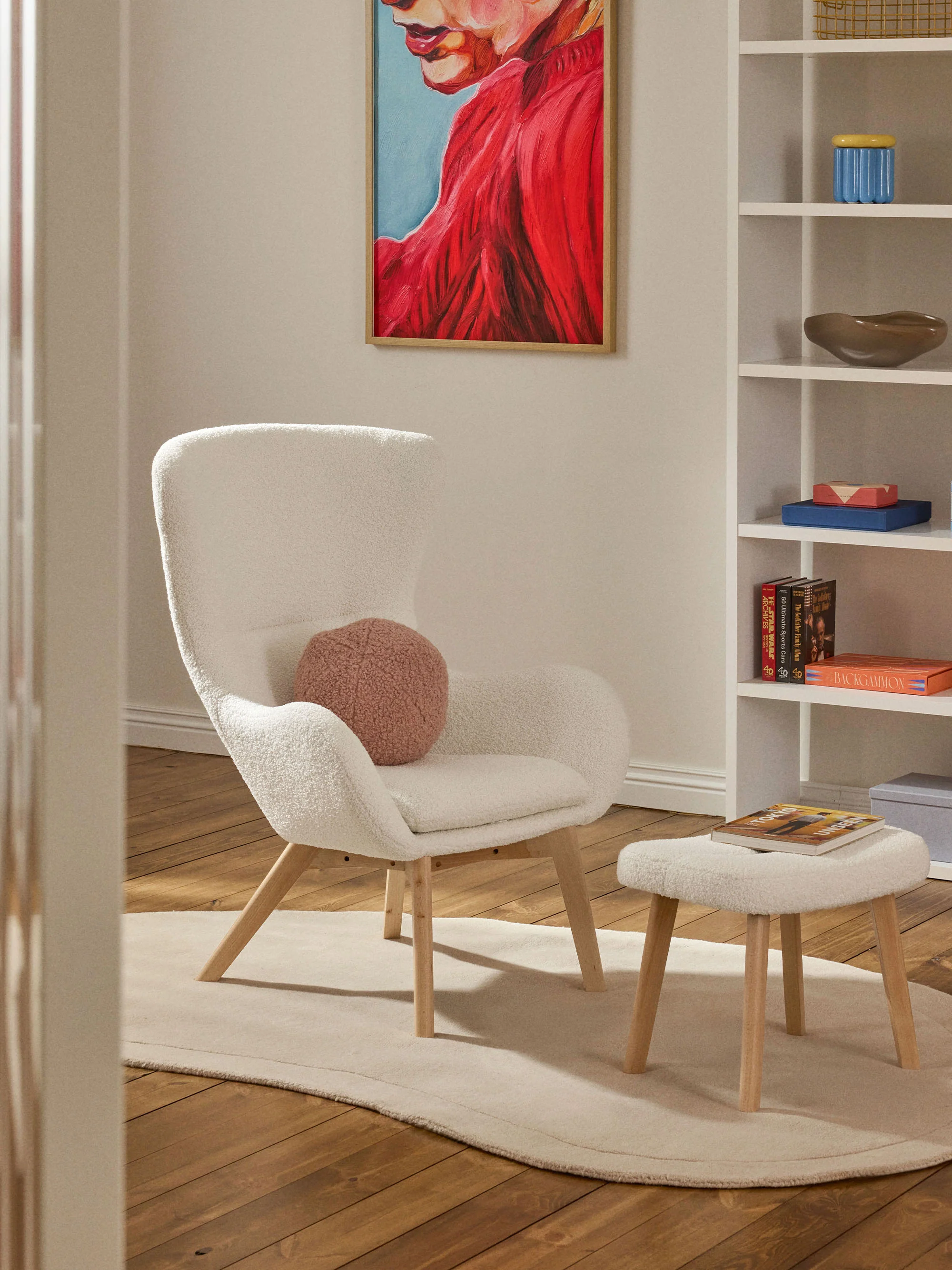 Teddy-Hocker Wing mit Holzbeinen