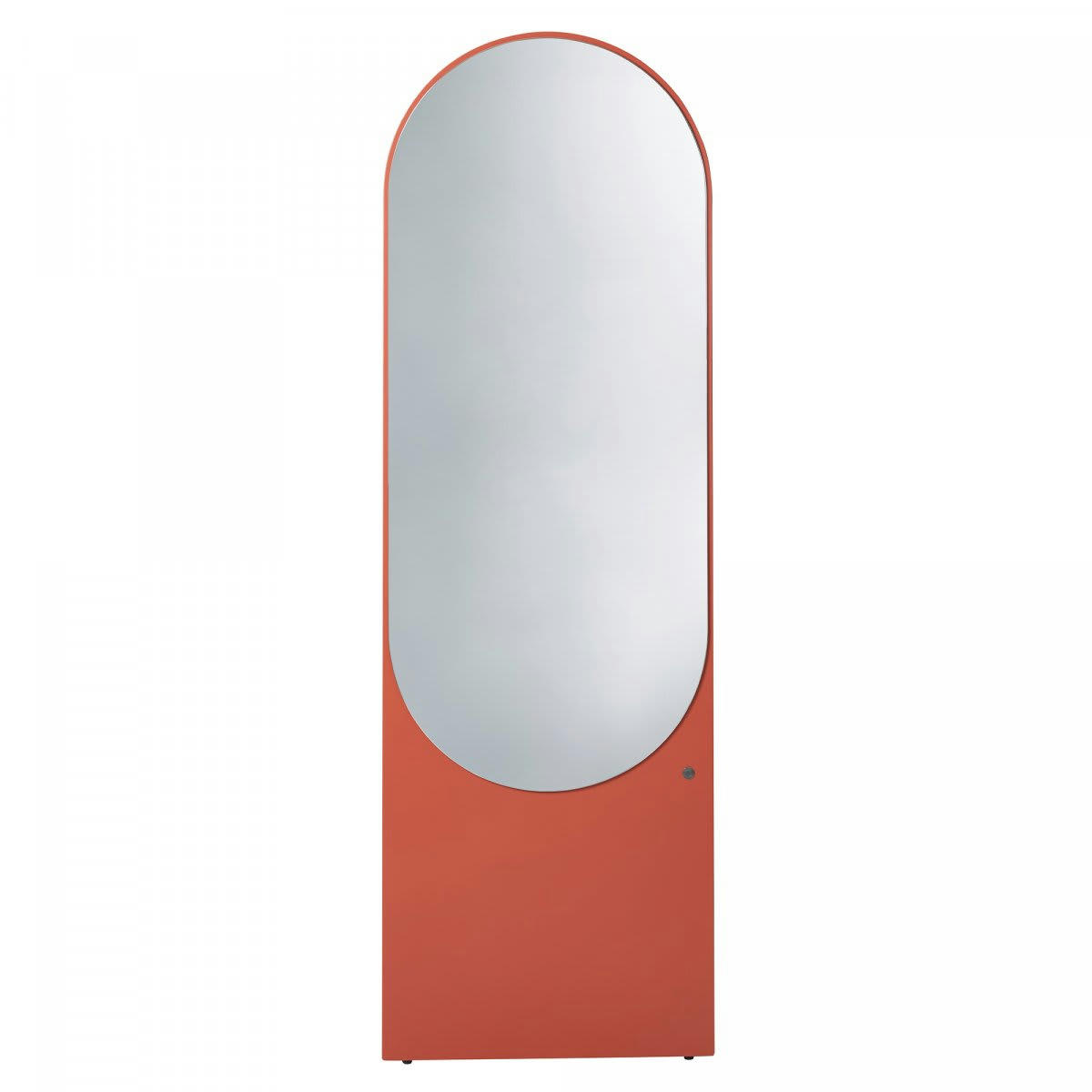 ALTESSE - Grand miroir sur pied ovale en bois orange
