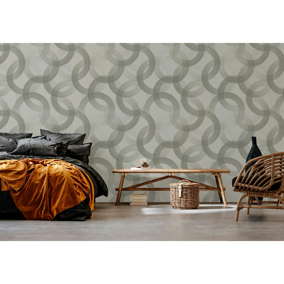 ALCHIMIE SAUGE - Papier peint panoramique motif uni Vert tilleul 384x280cm