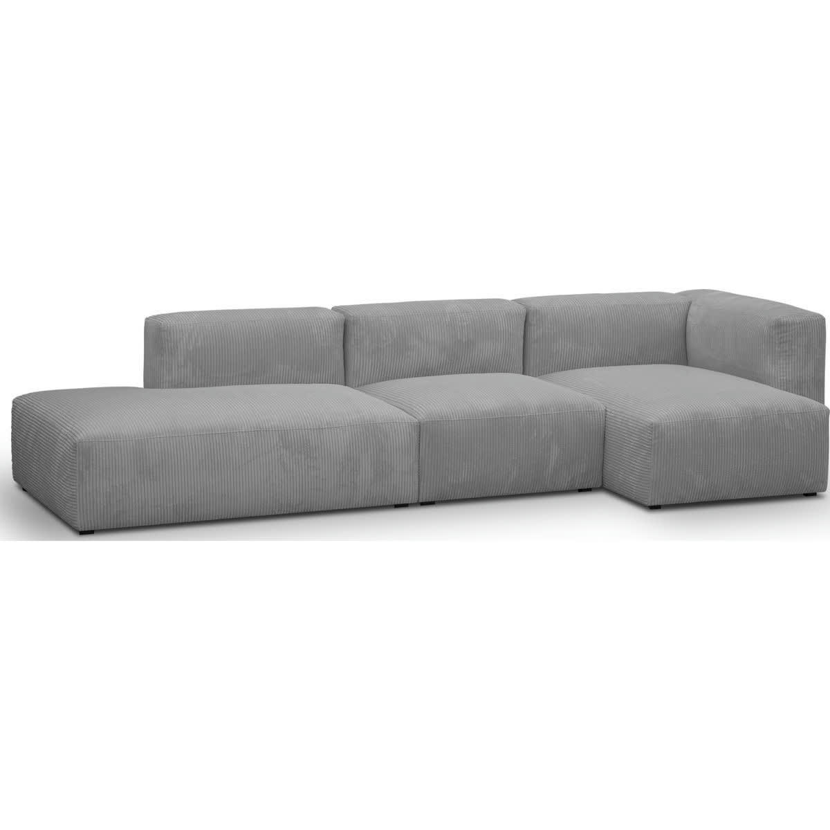 MODULO NEW - Canapé modulable angle droit 5 places en velours côtelé gris clair