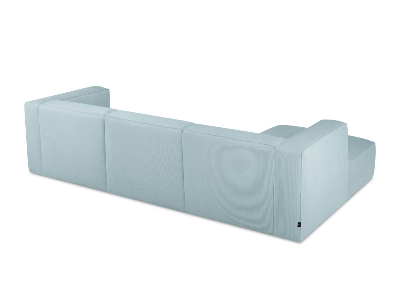 MUSE - Canapé D'Angle Gauche 5 places en Velours Côtelé Bleu Clair