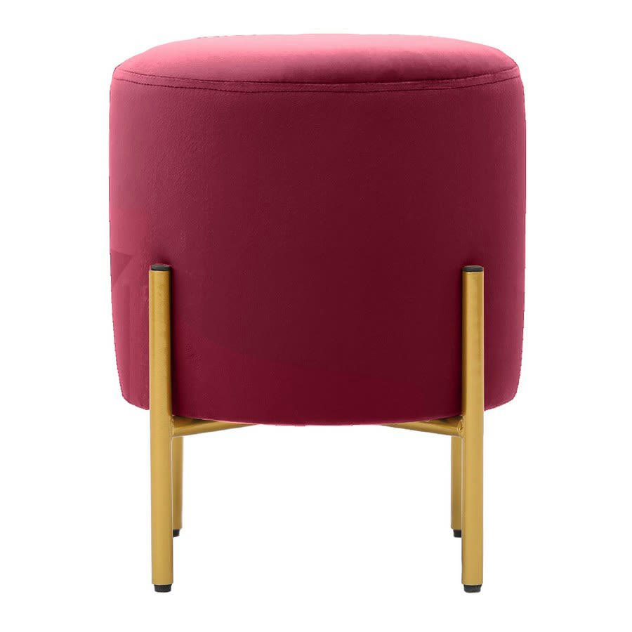 VELVET - Pouf design en velours amarante et pieds en laiton