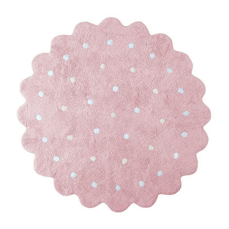 GALETTE - Tapis géométrique enfant en coton rose Ø 140