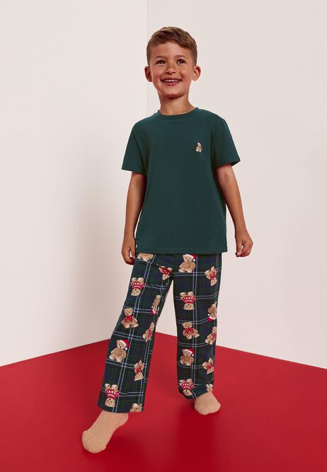 Boys Green Teddy Bear Family Pyjama Set