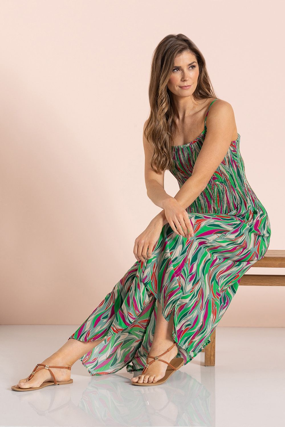 Klass. Pleat Printed Maxi Dress