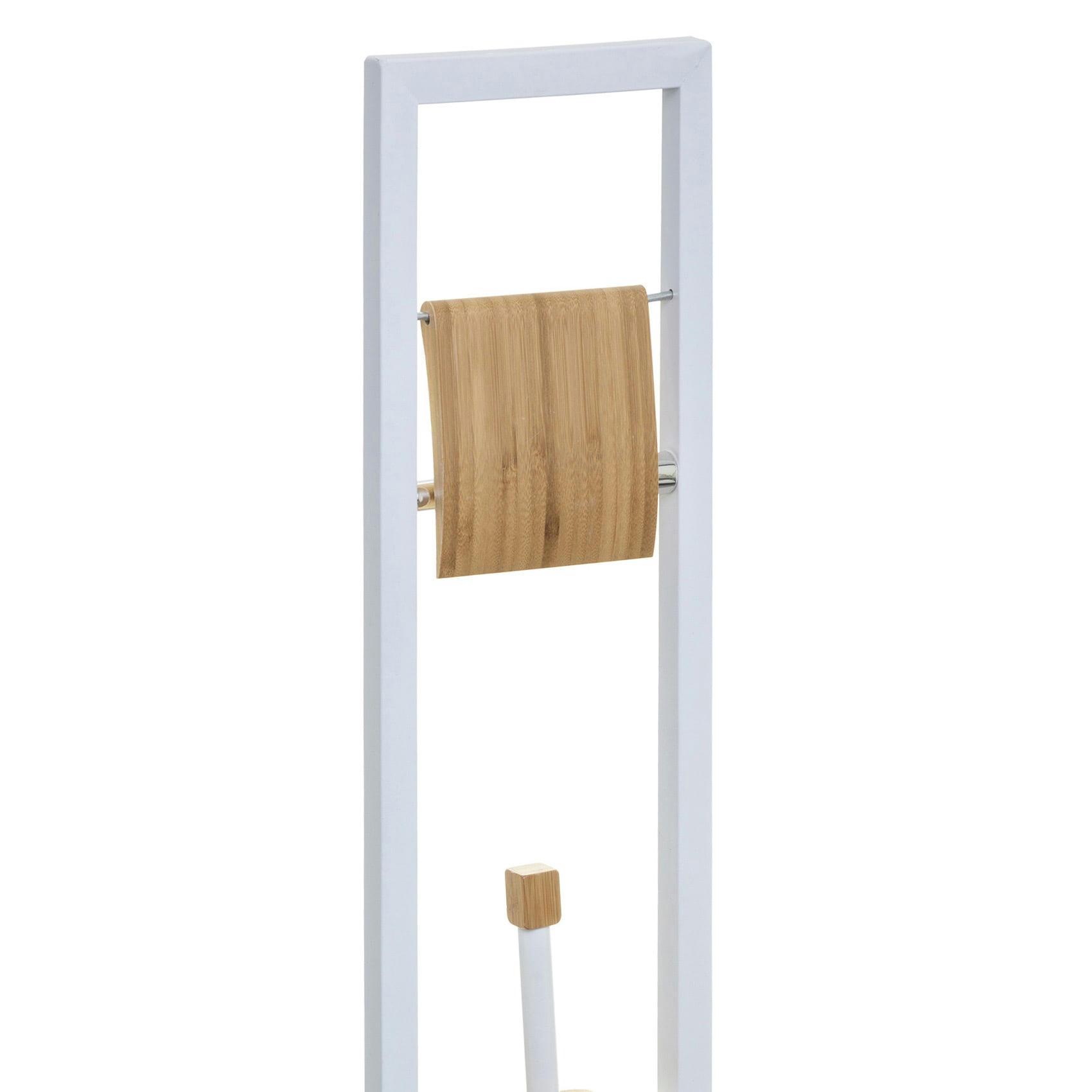 - Ensemble dérouleur et brosse wc métal/bambou/bois blanc 20x80 cm
